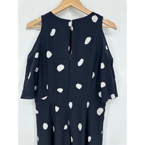 LK Bennett 100% Silk Leia Dress Polka Dot High Low Color Block Midi Maxi Blue - Picture 10 of 12
